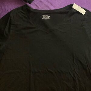 Women’s Time and Tru Black V-neck Tee